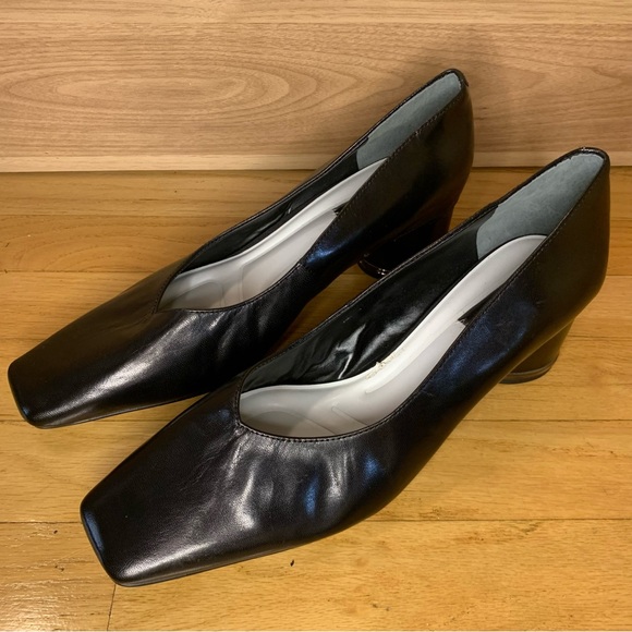 Franco Sarto Pisa Black Leather Square Toe Pumps - Size 11 - Picture 1 of 7